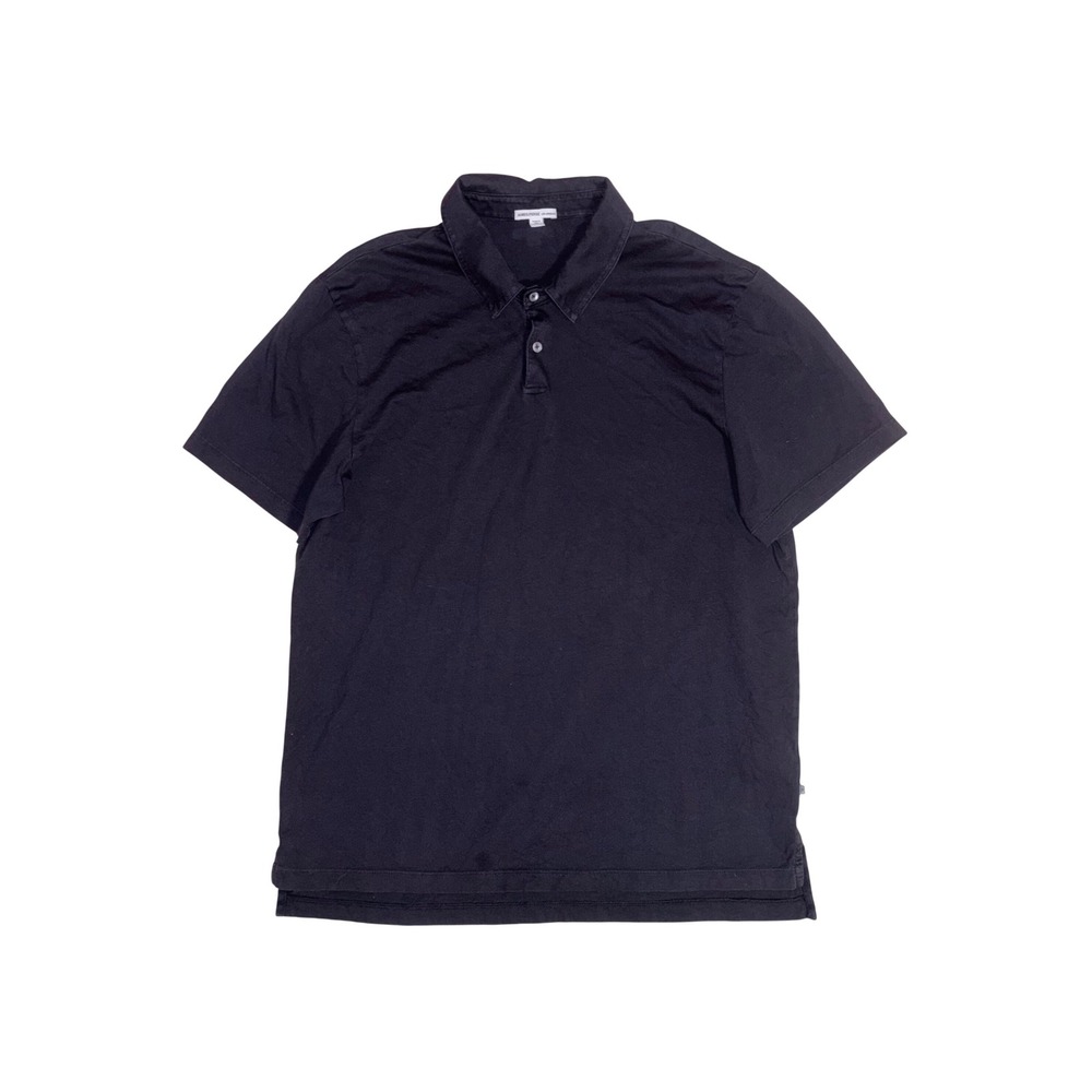 JAMES PERSE Sueded Jersey Polo Mens 4 XL Black MSX3337 Short Sleeve Cotton USA